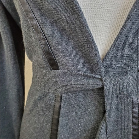 Ann Taylor LOFT Knit & Leather Belted Cardigan - Picture 3 of 7